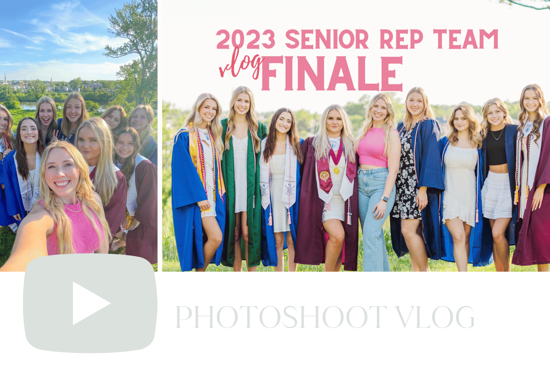 photoshoot vlog of 2023 senior rep team cap and gown session