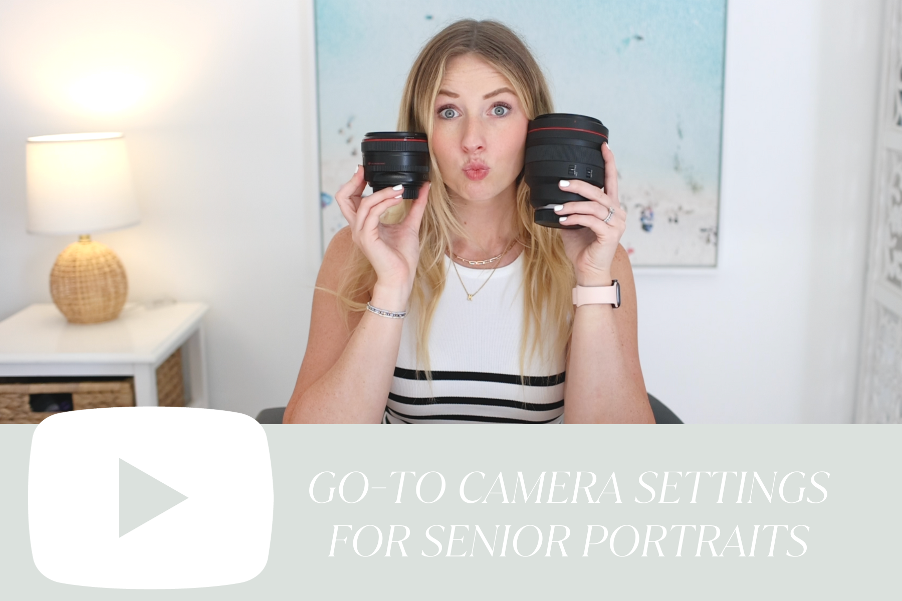 camera settings for senior portraits blog graphic