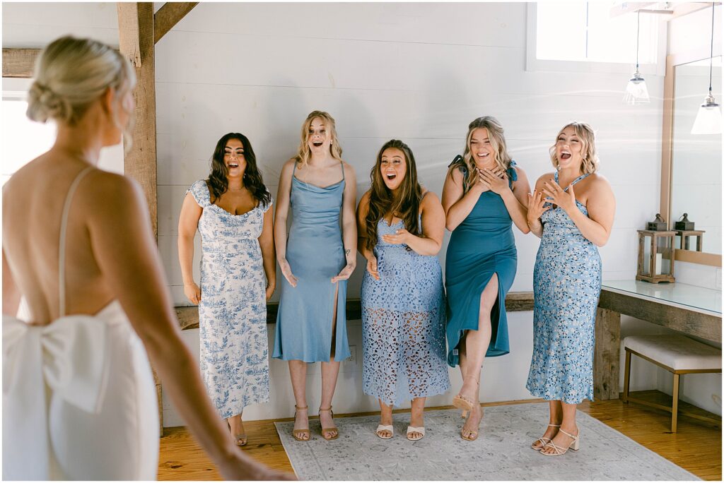 bride and bridesmaids photos | bridal suite at The Granary at Valley Pike