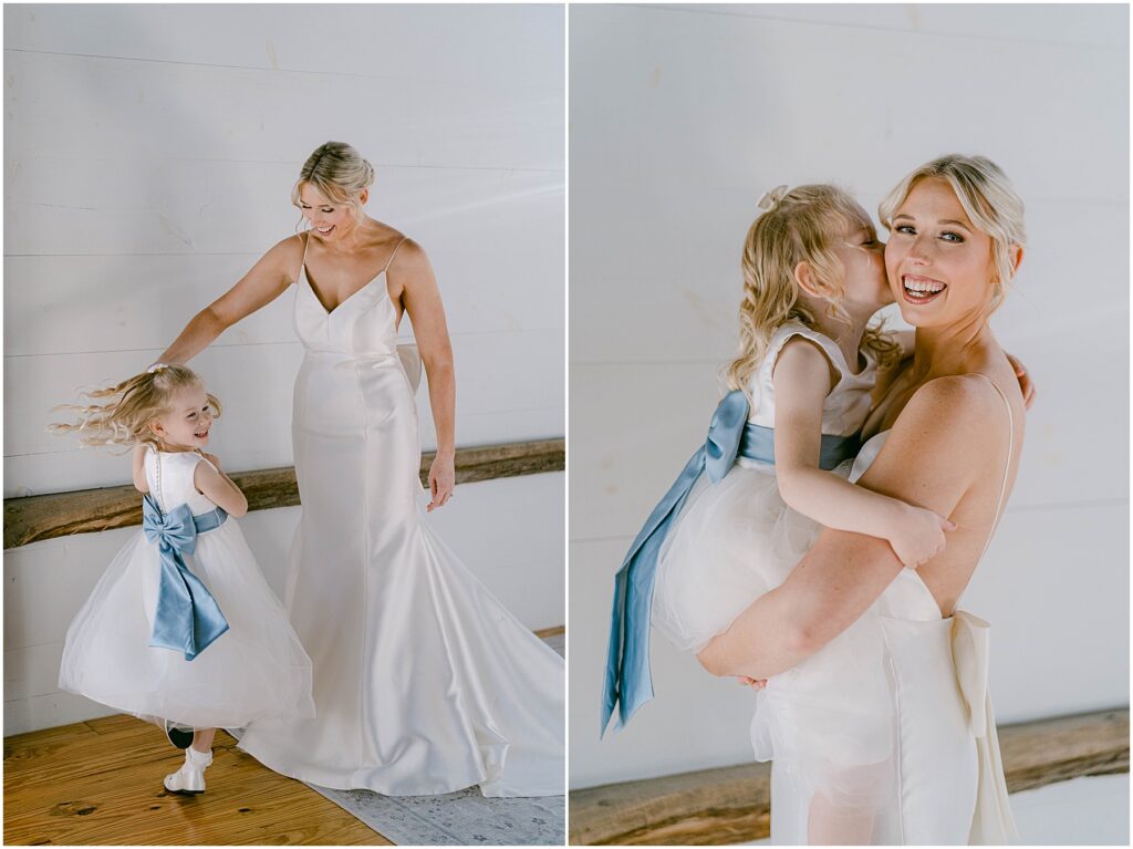 Bride and flower girl photos | wedding at The Granary