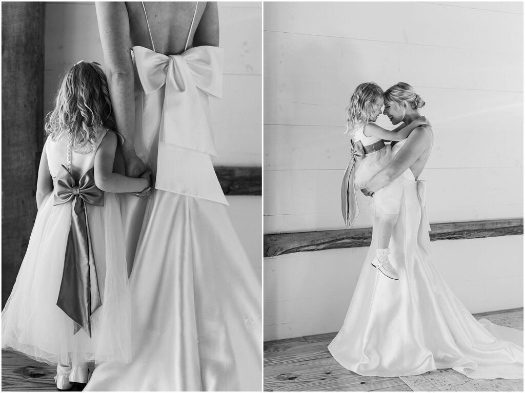 Bride and flower girl photos | wedding at The Granary