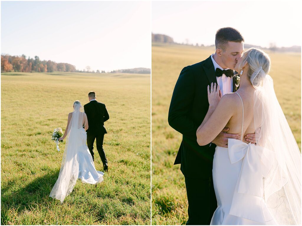 bride and groom portraits during golden hour at The Granary at Valley Pike