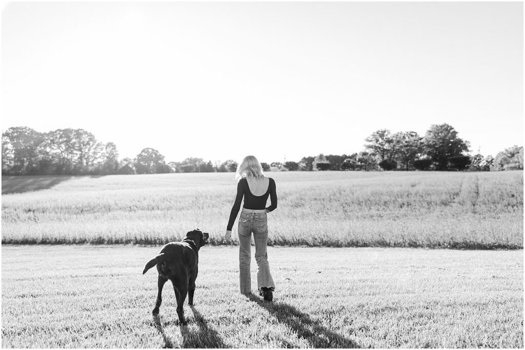 kendall's senior session with brown lab dog in Goochland, VA