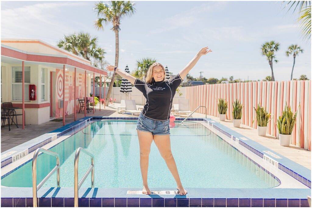 senior pictures in St. Augustine FL | The Local Hotel poolside