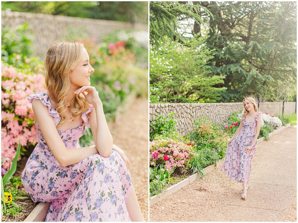 senior pictures in secret garden at Maymont