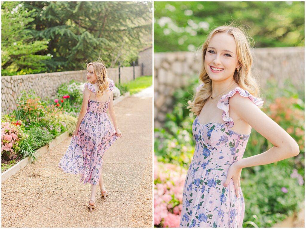 senior pictures in secret garden at Maymont