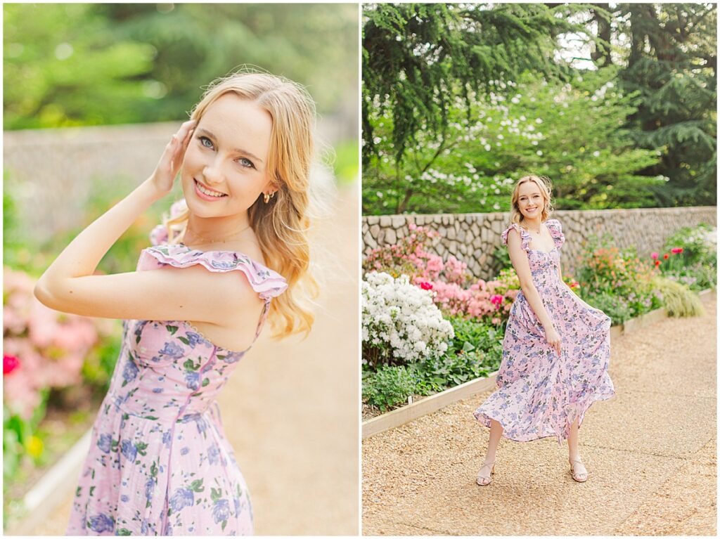 senior pictures in secret garden at Maymont