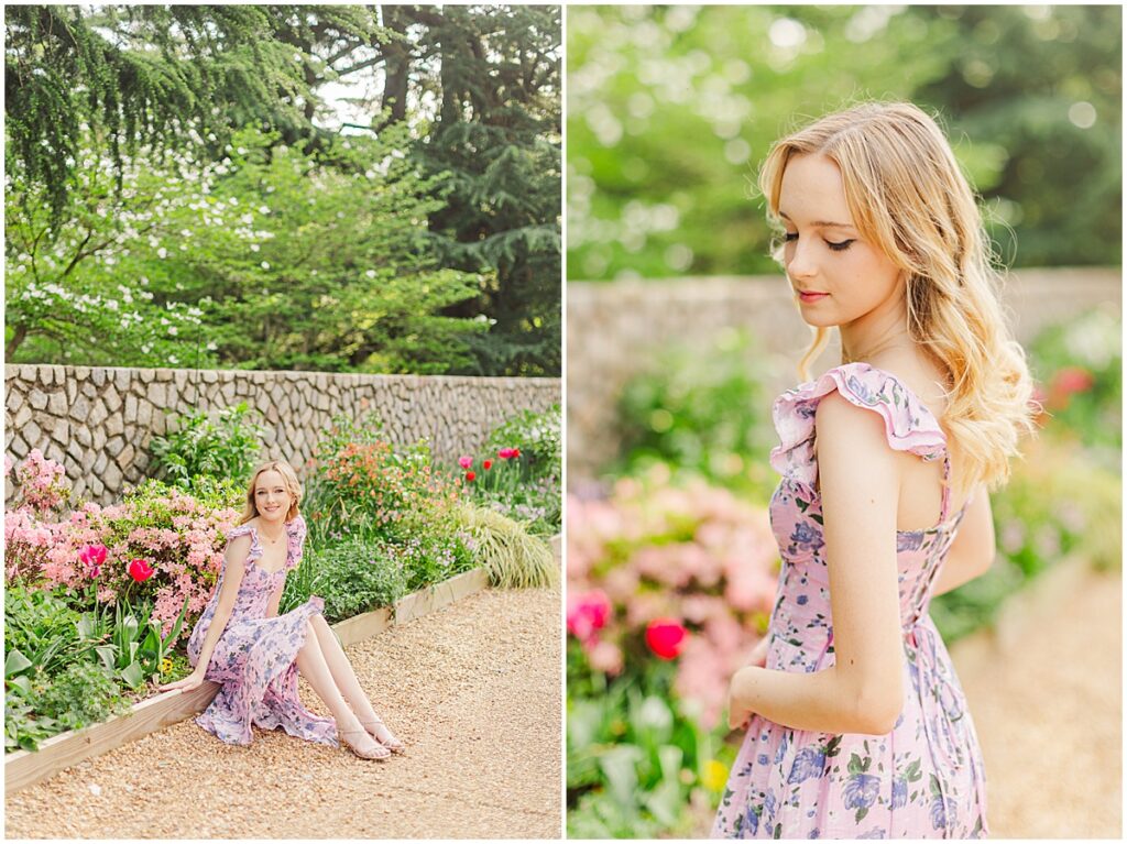 senior pictures in secret garden at Maymont