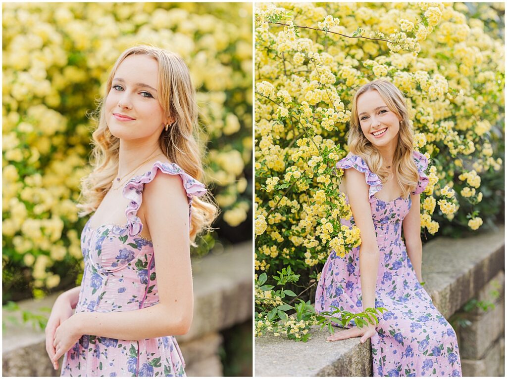 huge yellow flower at Maymont for senior pictures