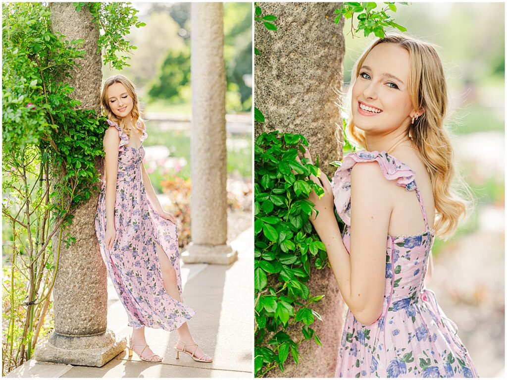 senior pictures in the columns at the Italian Garden at Maymont