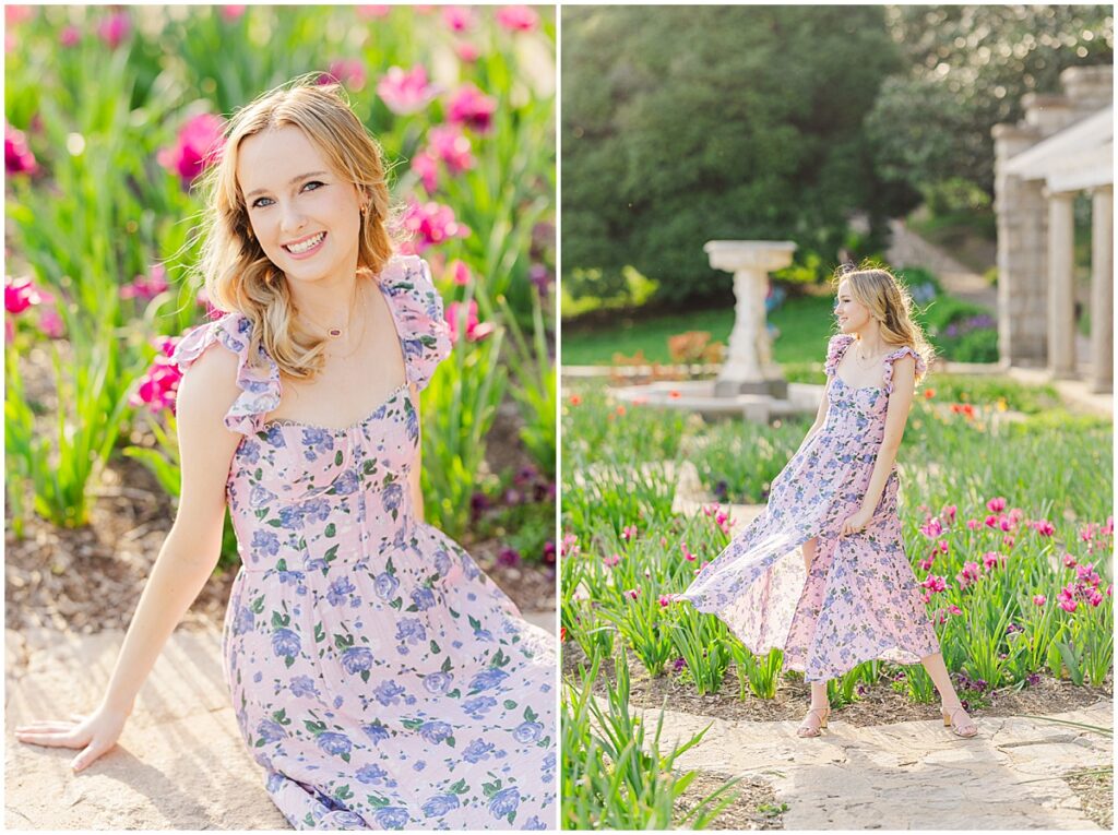 senior pictures in the columns at the Italian Garden at Maymont