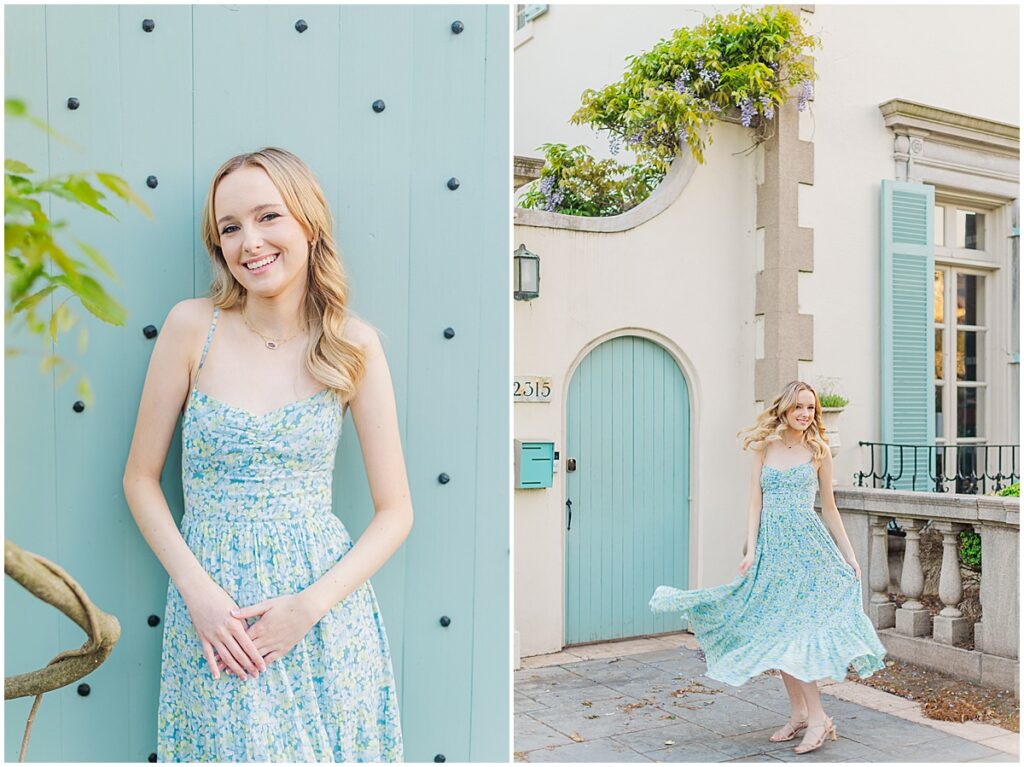 senior pictures at the Tuscan House on Monument Avenue in Richmond