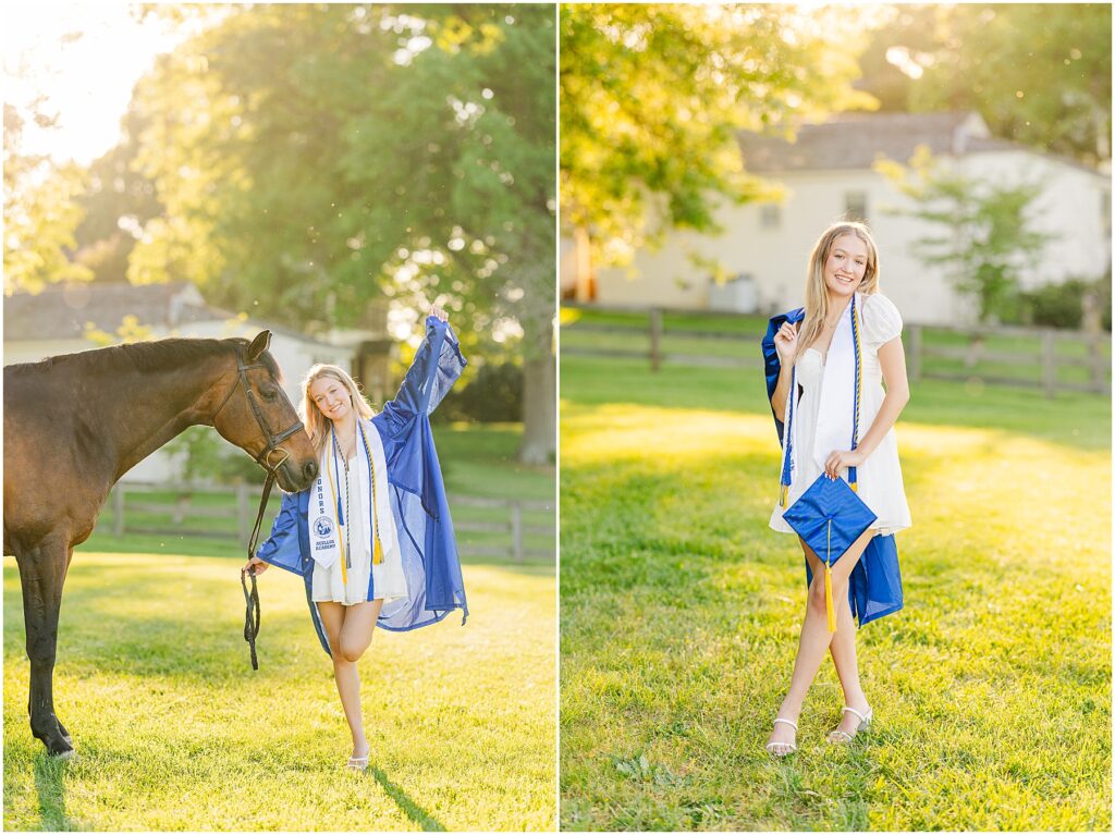 cap & gown pictures with her horse 