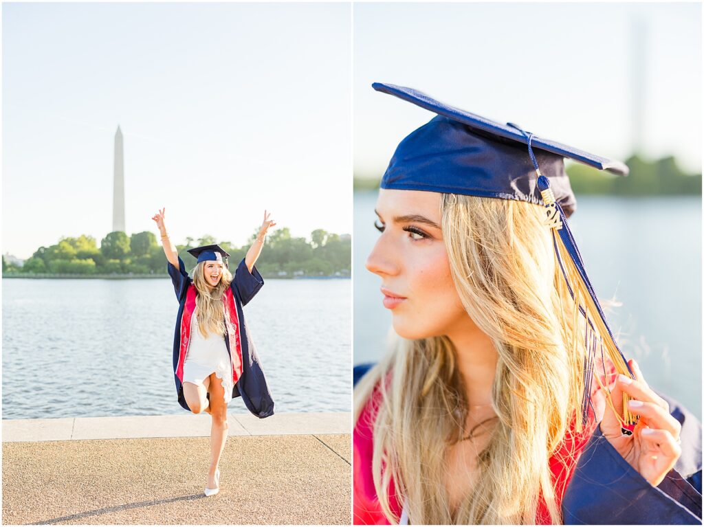 GWU grad pictures at the Tidal Basin in Washington DC