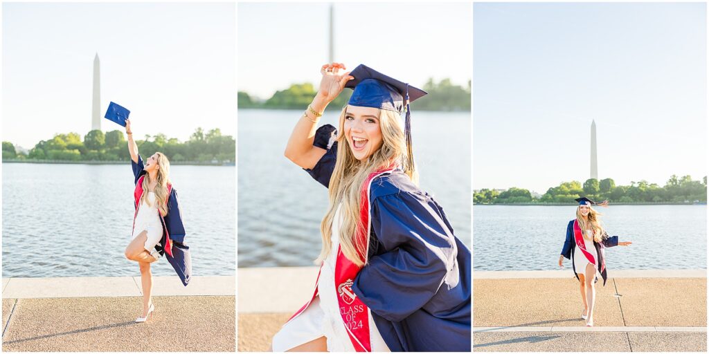 GWU grad pictures at the Tidal Basin in Washington DC