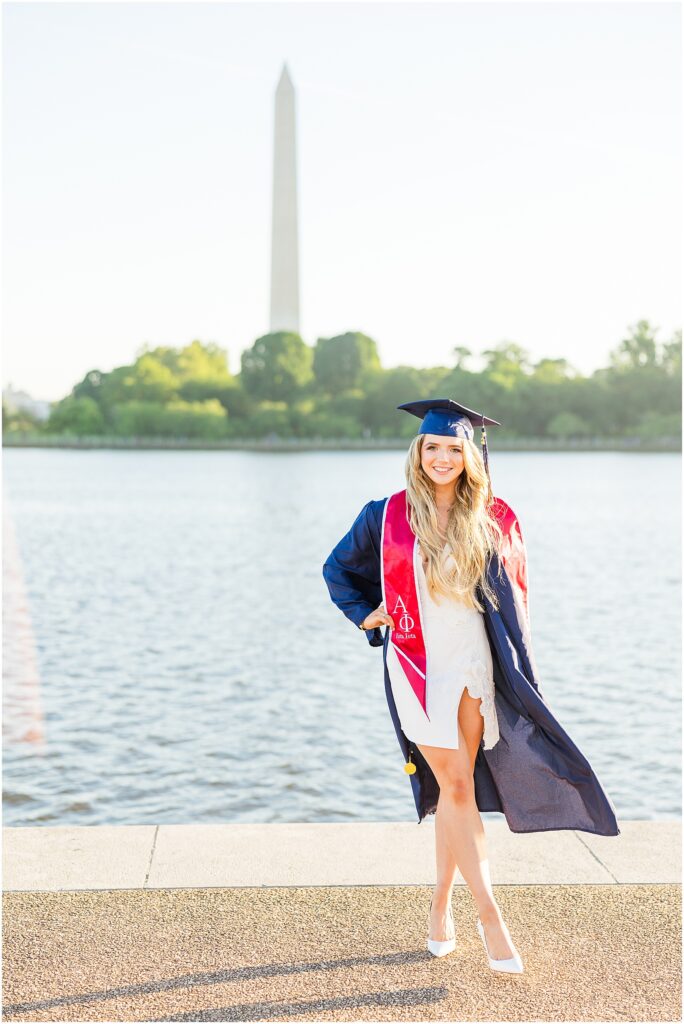 GWU grad pictures at the Tidal Basin in Washington DC