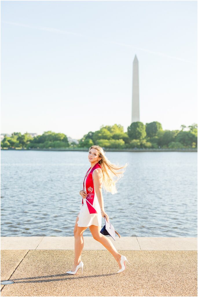 GWU grad pictures at the Tidal Basin in Washington DC