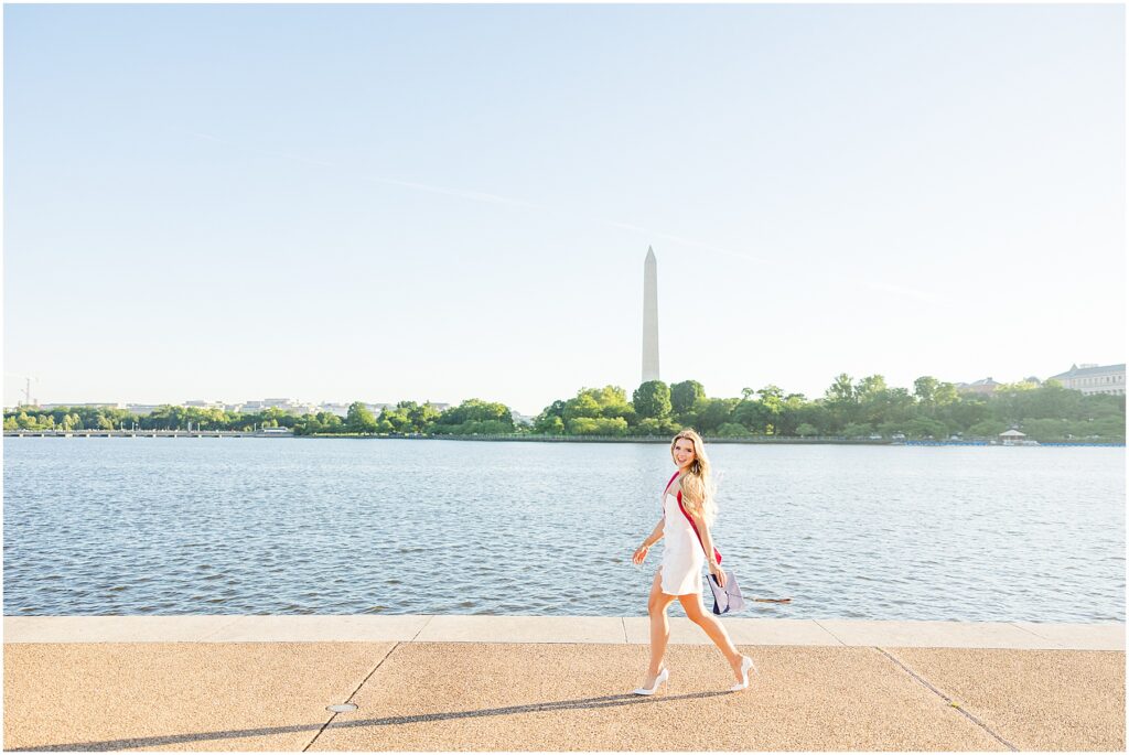 GWU grad pictures at the Tidal Basin in Washington DC