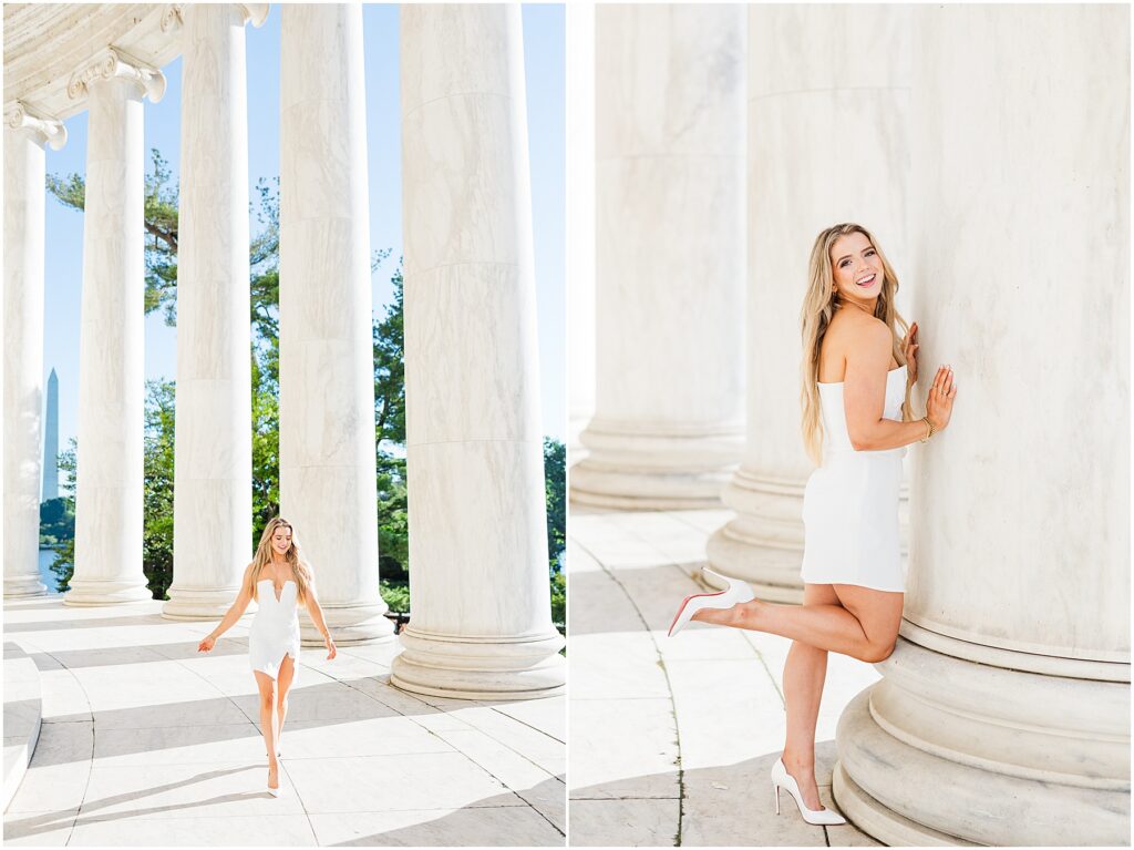 GWU grad pictures at the Jefferson Memorial