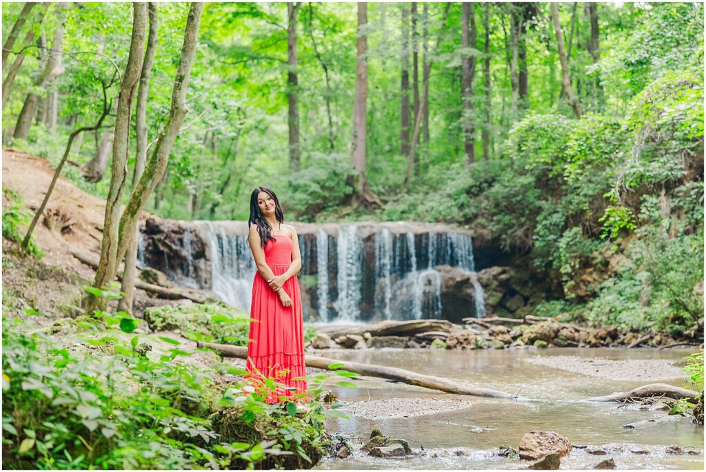 waterfall senior pictures in Staunton VA