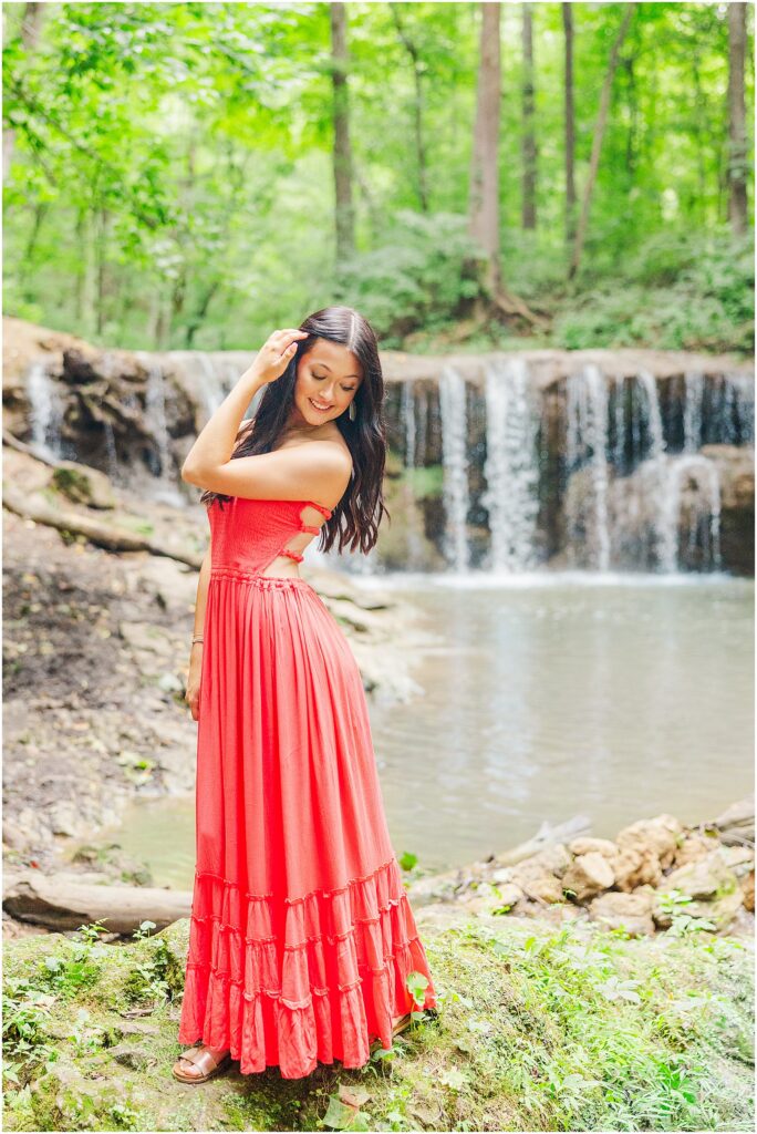 waterfall senior pictures in Staunton VA