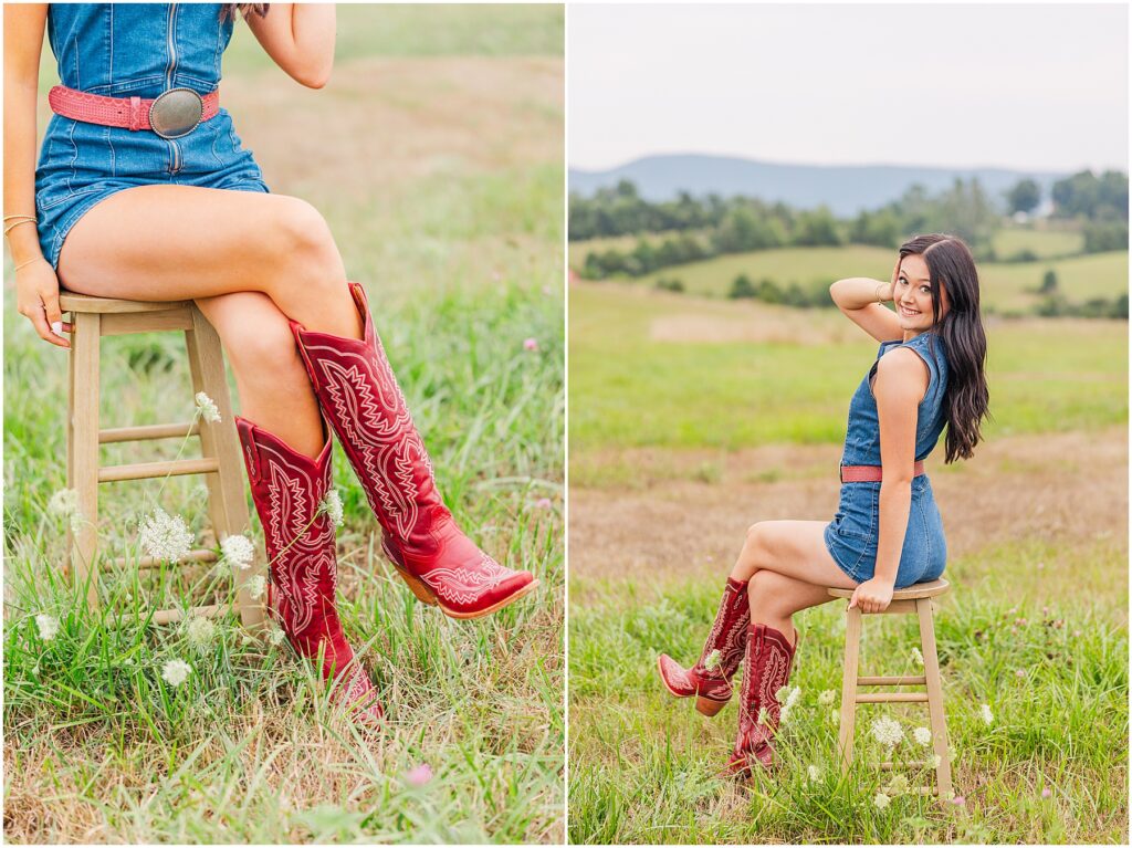 Stylish country girl senior pictures at Sky Ridge Farm