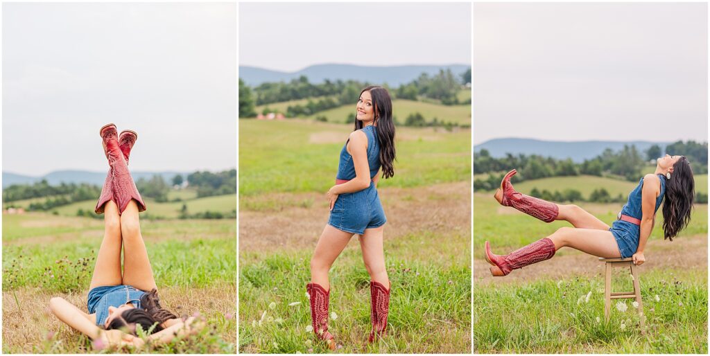 Stylish country girl senior pictures at Sky Ridge Farm