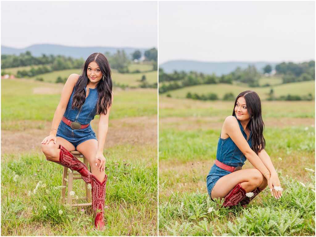 Stylish country girl senior pictures at Sky Ridge Farm