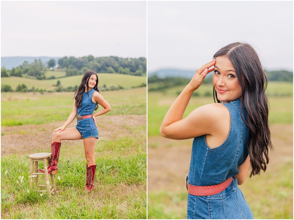 Stylish country girl senior pictures at Sky Ridge Farm