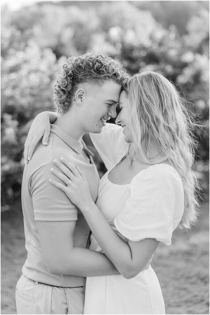 flower garden engagement photo at Pharsalia