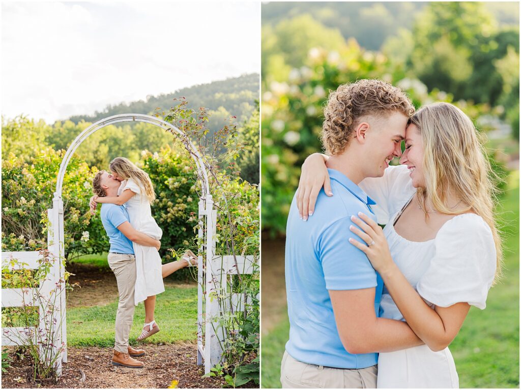 flower garden engagement photo at Pharsalia