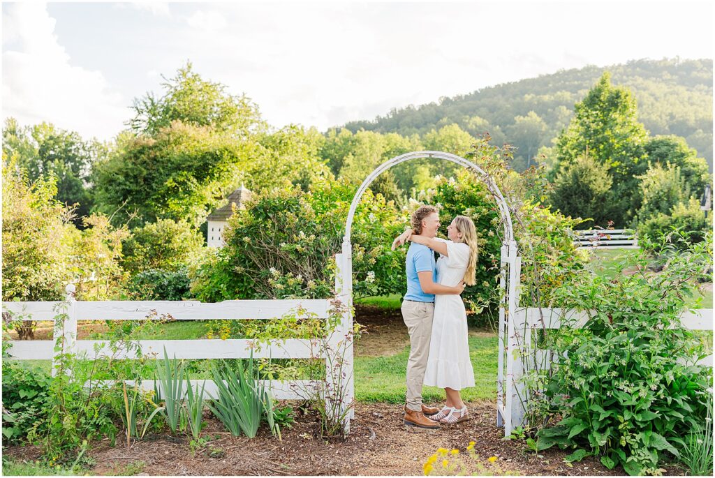 flower garden engagement photo at Pharsalia