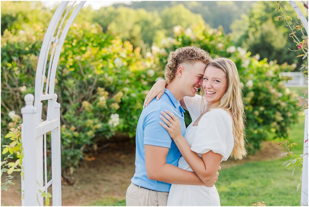 flower garden engagement photo at Pharsalia