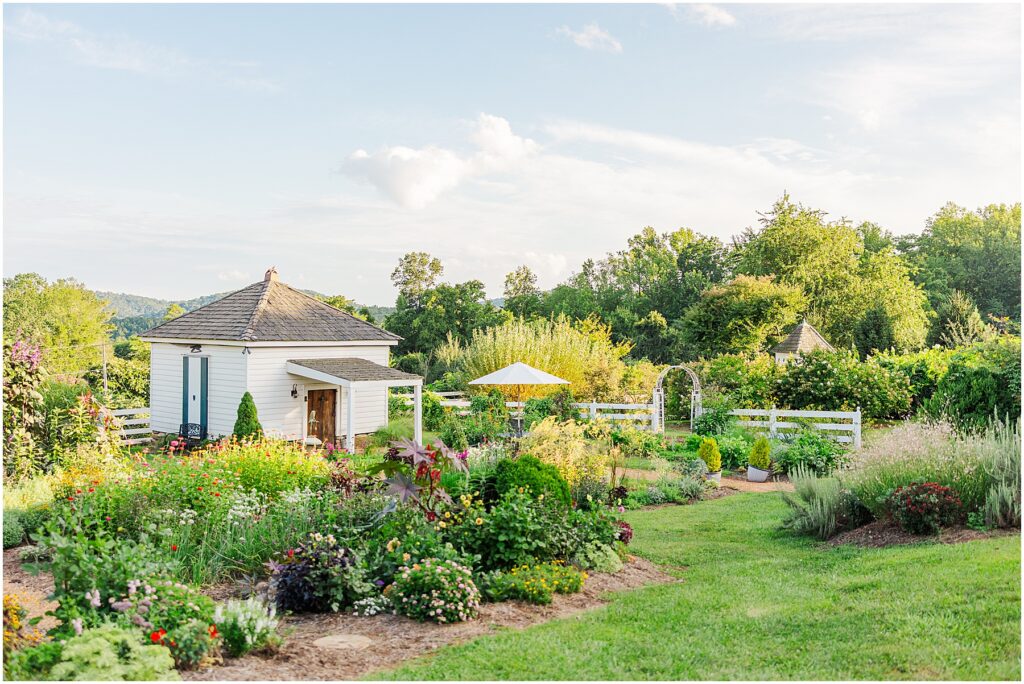 flower garden engagement photo at Pharsalia