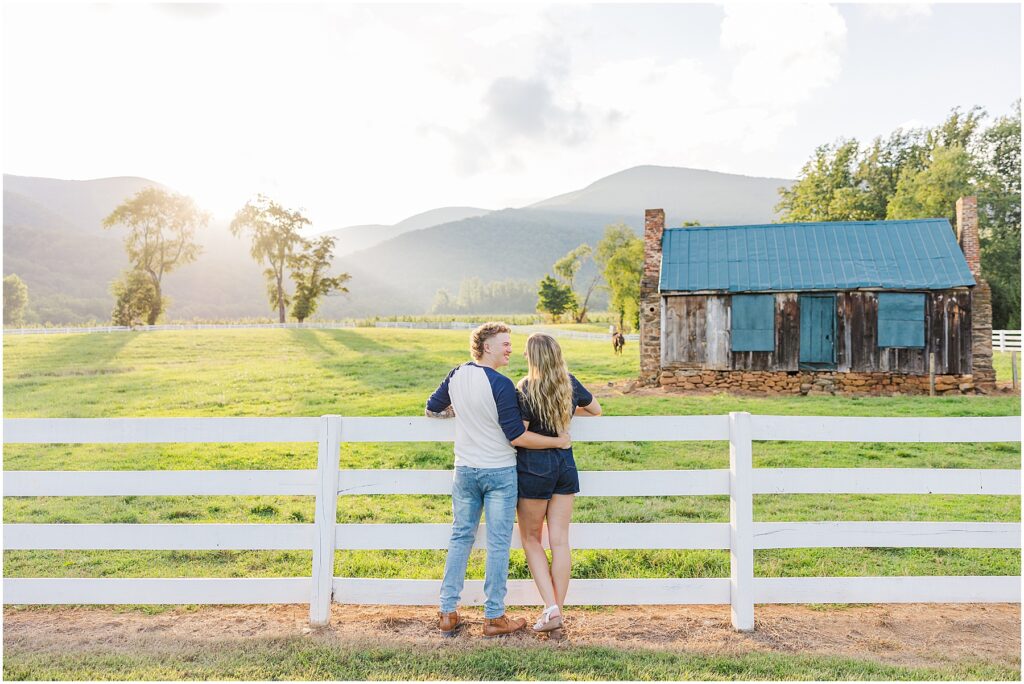 sunset mountain view engagement photo at Pharsalia