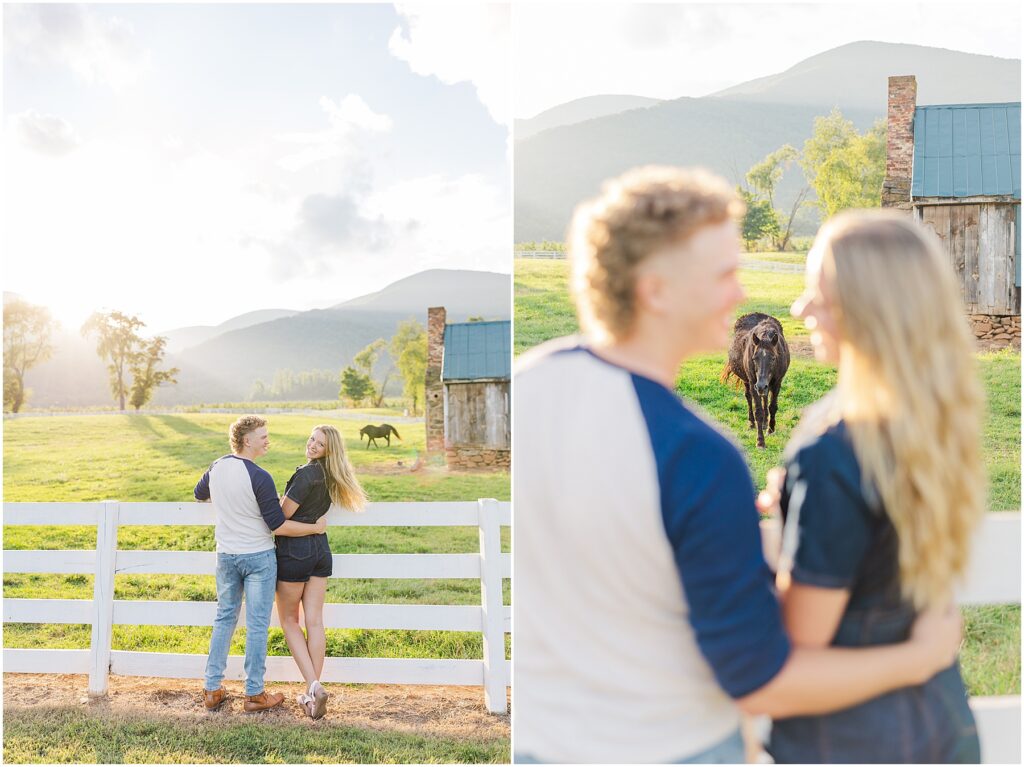 sunset mountain view engagement photo at Pharsalia