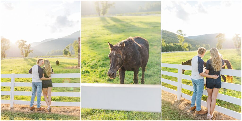 sunset mountain view engagement photo at Pharsalia