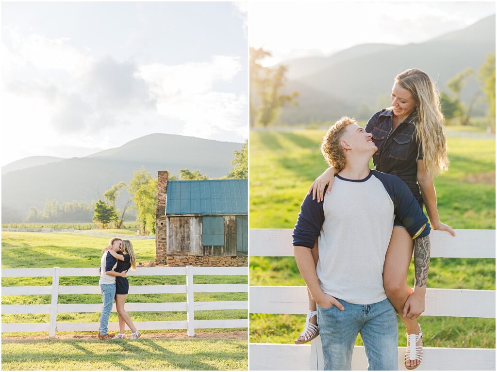 sunset mountain view engagement photo at Pharsalia