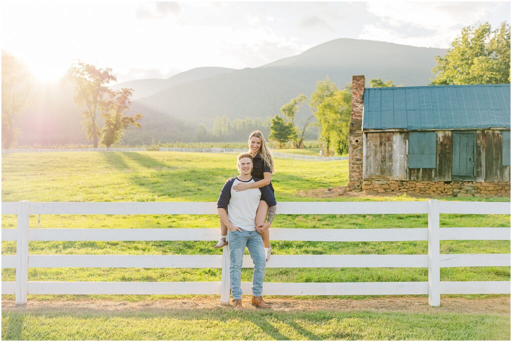 sunset mountain view engagement photo at Pharsalia