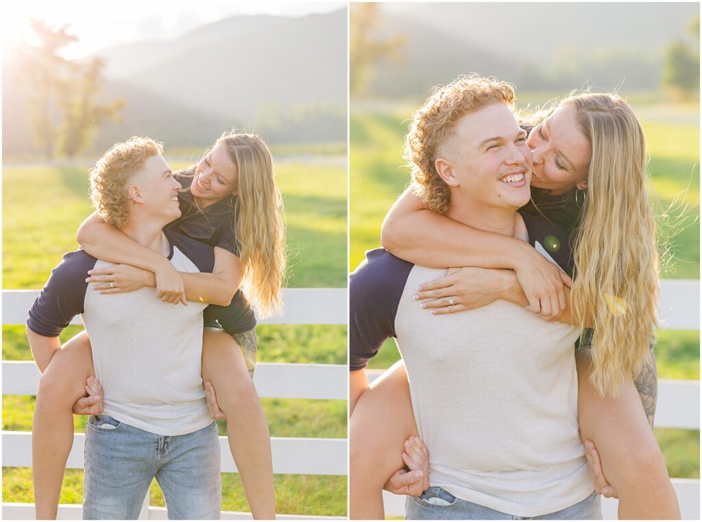 sunset mountain view engagement photo at Pharsalia