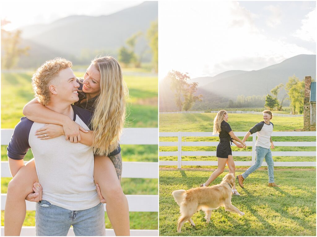 sunset mountain view engagement photo at Pharsalia