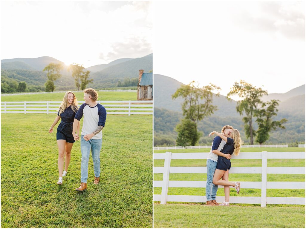 sunset mountain view engagement photo at Pharsalia