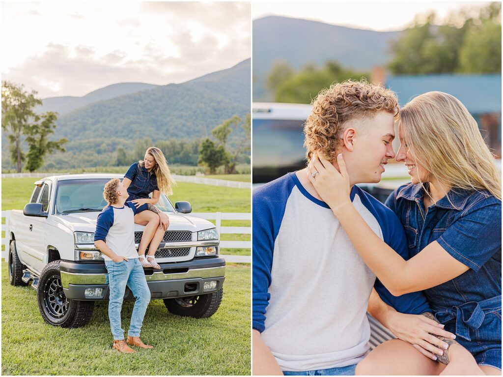 pickup truck engagement photos