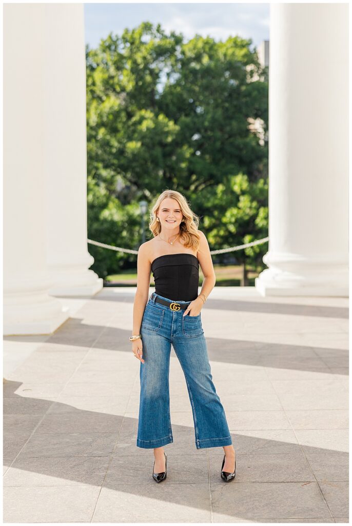 city chic senior session at the Capitol building in downtown Richmond