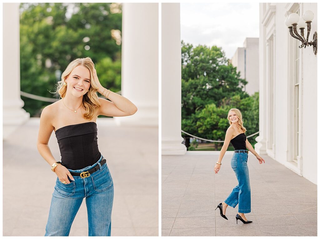 city chic senior session at the Capitol building in downtown Richmond