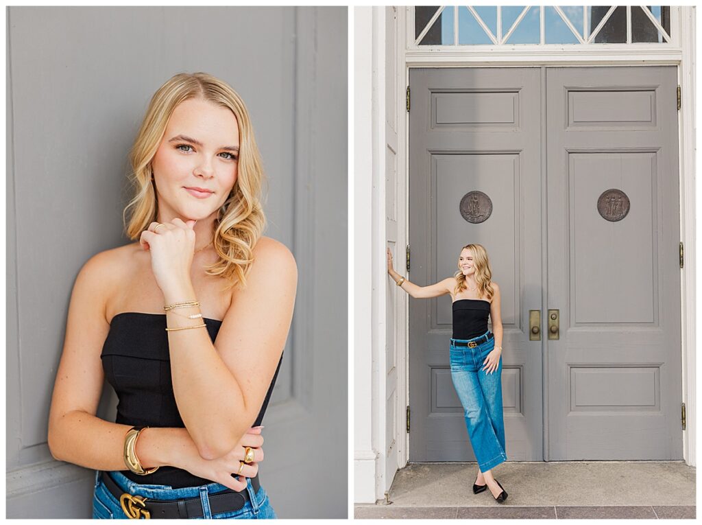 city chic senior session at the Capitol building in downtown Richmond