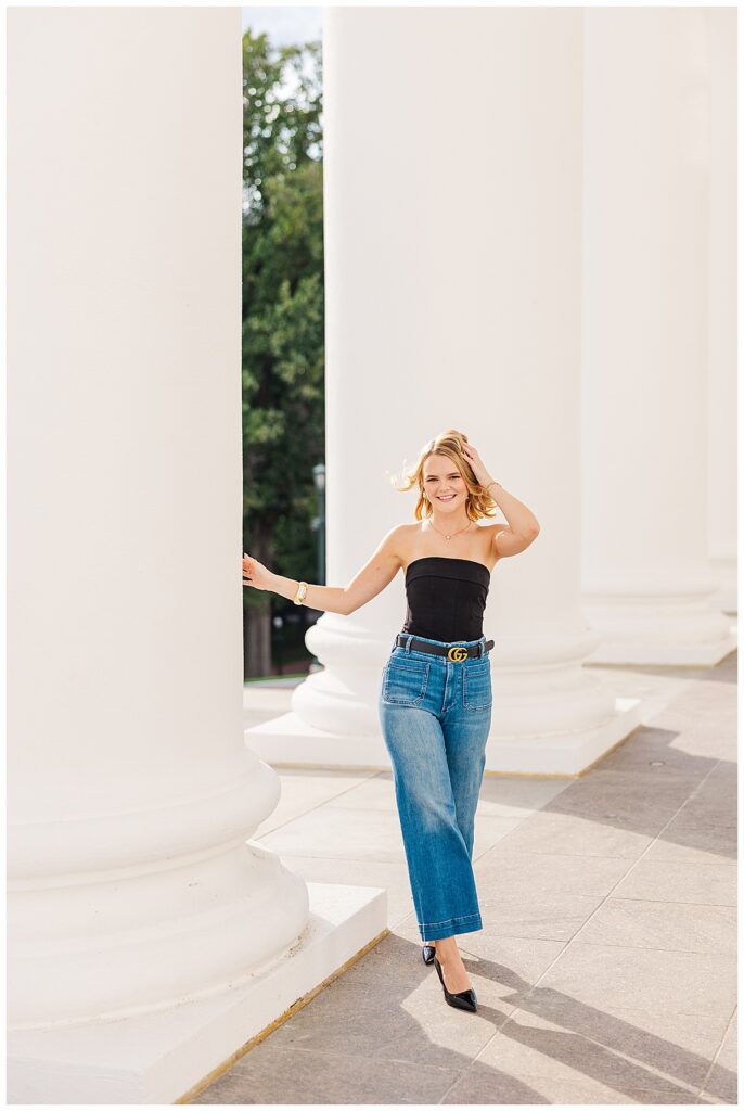 city chic senior session at the Capitol building in downtown Richmond