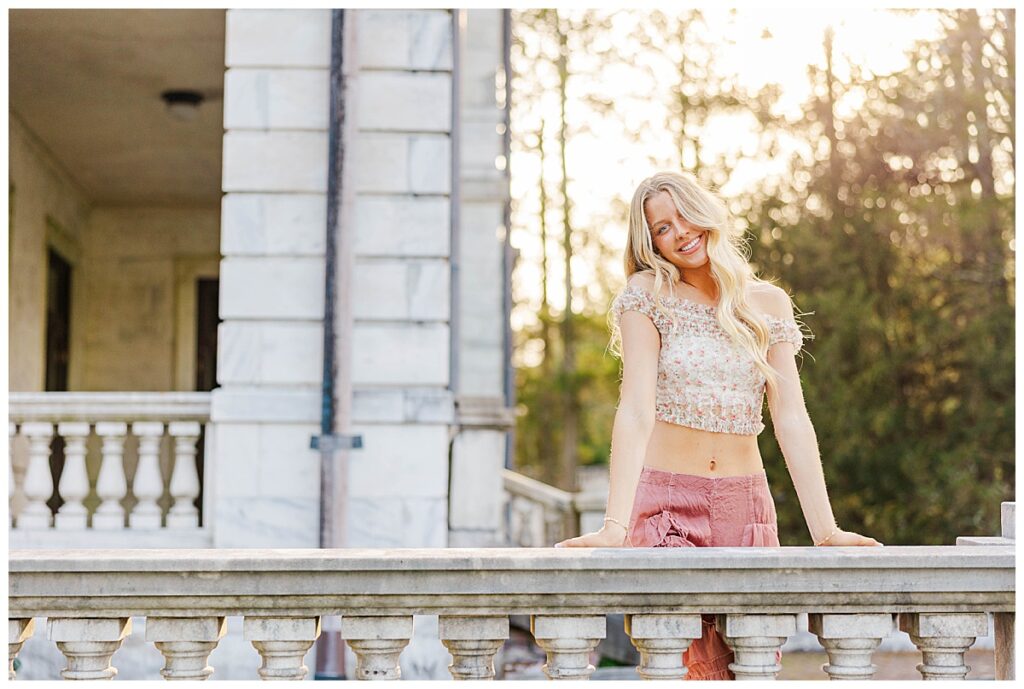 golden hour senior portraits at Swannanoa wearing Free People 