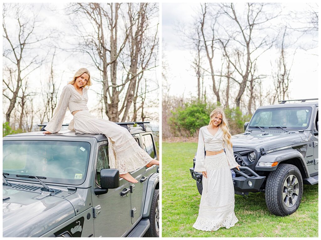 Jeep girl senior photos | senior session at Swannanoa