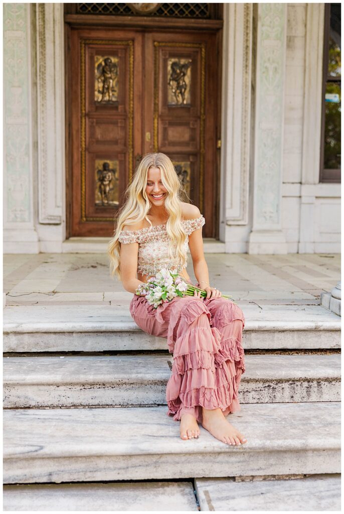 golden hour senior portraits at Swannanoa wearing Free People 